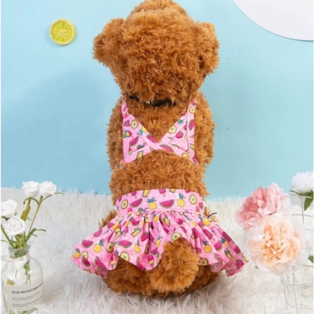 Adorable  Dog 2-piece Bikini Pink  Swimsuit Size Medium